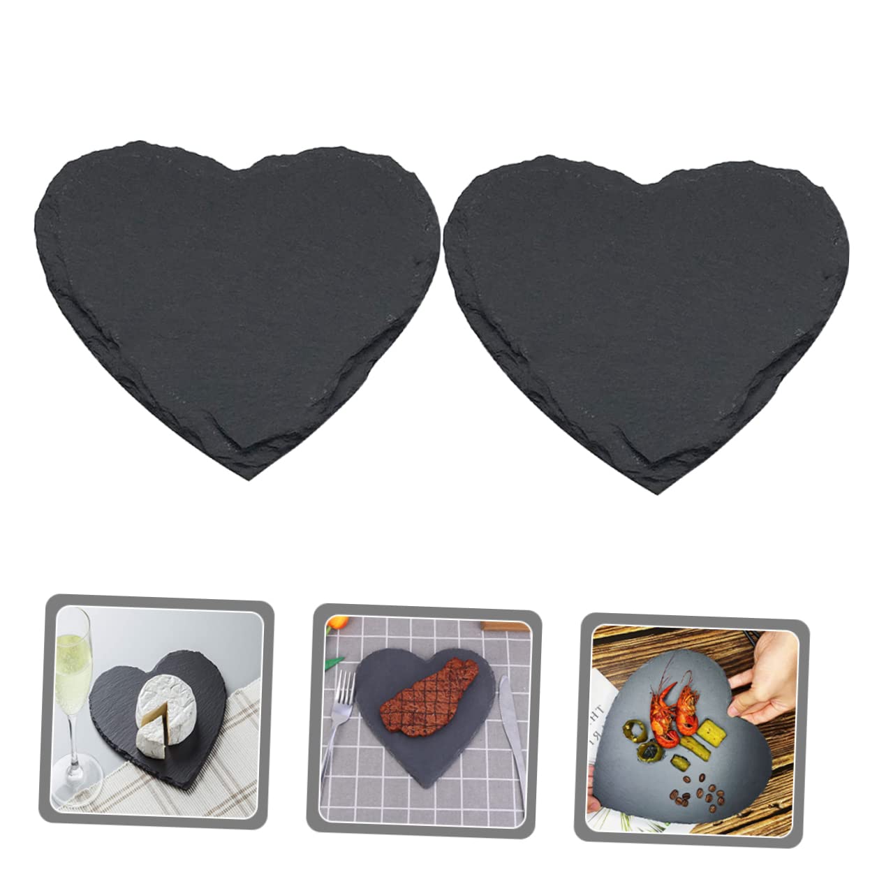 SECFOU 2piezas Platos De Pizarra Unid Plato Para Postres Bandeja Para Pasta Para Servir Comida