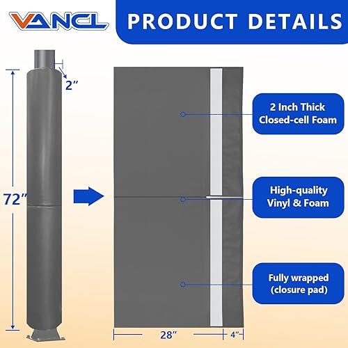 Vista 57 de Almohadilla de seguridad resistente para postes redondos de 3 a 5 pulgadas, impermeable y duradera, garaje, sótano, almohadilla de seguridad