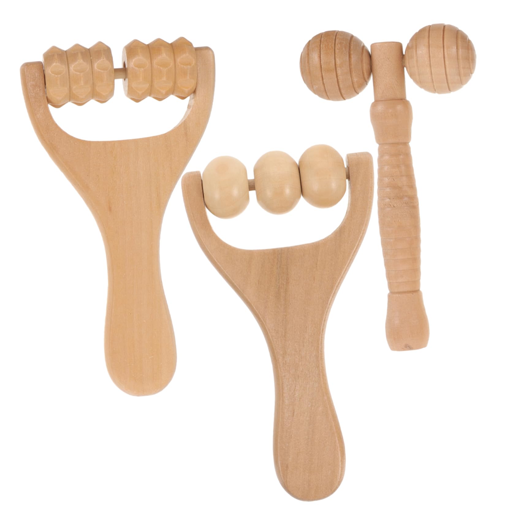BESTYASH 4 Set Strumenti Di Massaggiatore Massaggiante Massaggio Al Collo Massaggiatore Della Spalla Massaggiatore Al Collo Strumento Di Massaggio Manuale Di Legno 3 Pezzi * 4