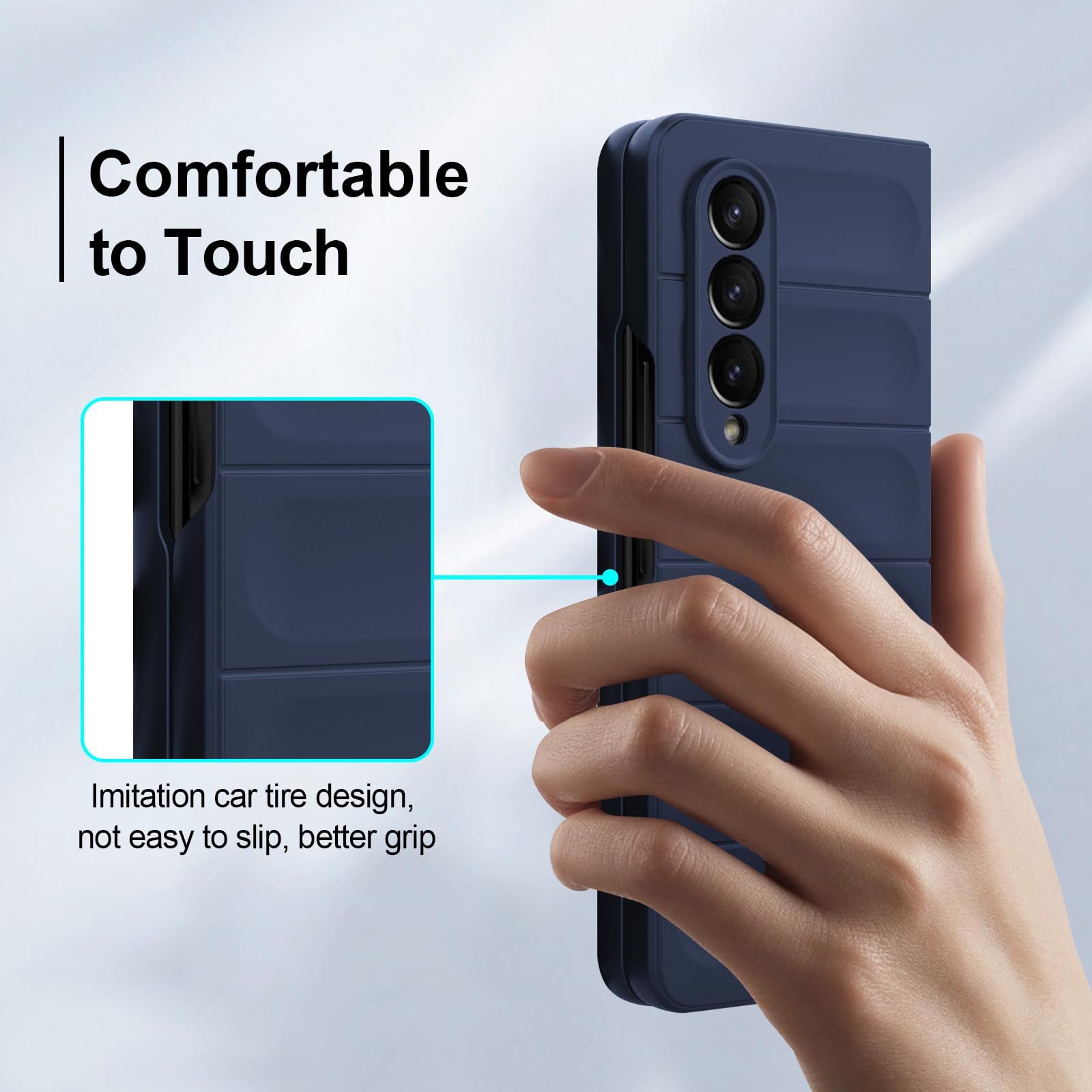 Case for Samsung Galaxy Z Fold 4, Hard PC Slim Fit Bumper Case, Anti-Scratch Shockproof Protective Phone Cover, Blue — view 6