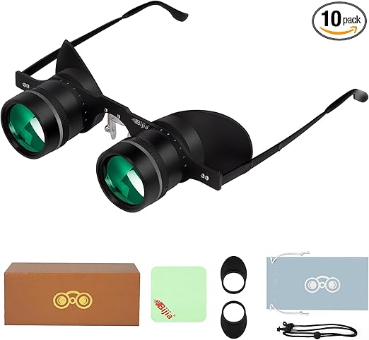 BIJIA 3X Opera Binocular Glasses,Hands-Free Lazy Glasses Binoculars Lightweight for Fishing,Bird Watching,Tv,Sports,Concerts,Theater,and Sightseeing,for Adults Men Women(Upgraded HD Green Film)