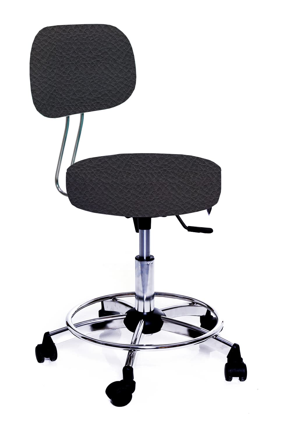 GALIZIA Sgabello da Lavoro per centri estetici ambulatorio Medico e dentistico, tatuatori, con Ruote, 360 gradi, Imbottitura altezza 7cm D37 Finta Pelle, (NERO)