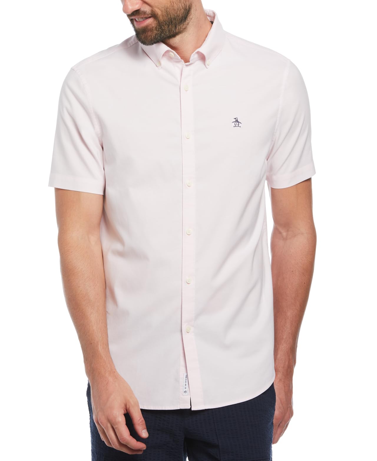 Original Penguin Men's Parfait Pink - Shirt, Ss Oxford Strtch No Fit Shirt, M