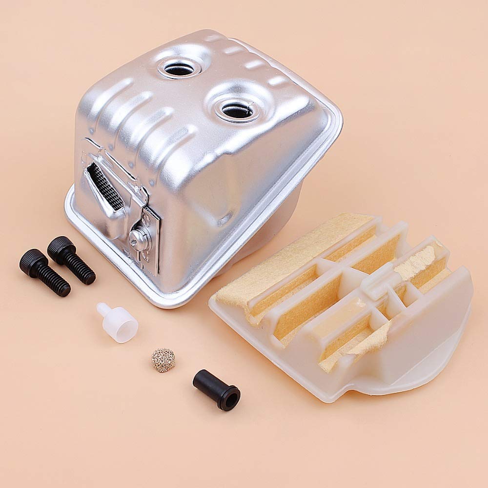 Silenciador Tornillo Tanque de Combustible Ventilación Filtro de Aire Kit de bujes de guía Compatible con Husqvarna 450445 445e Repuestos de Motosierra de Gasolina OEM 544147702