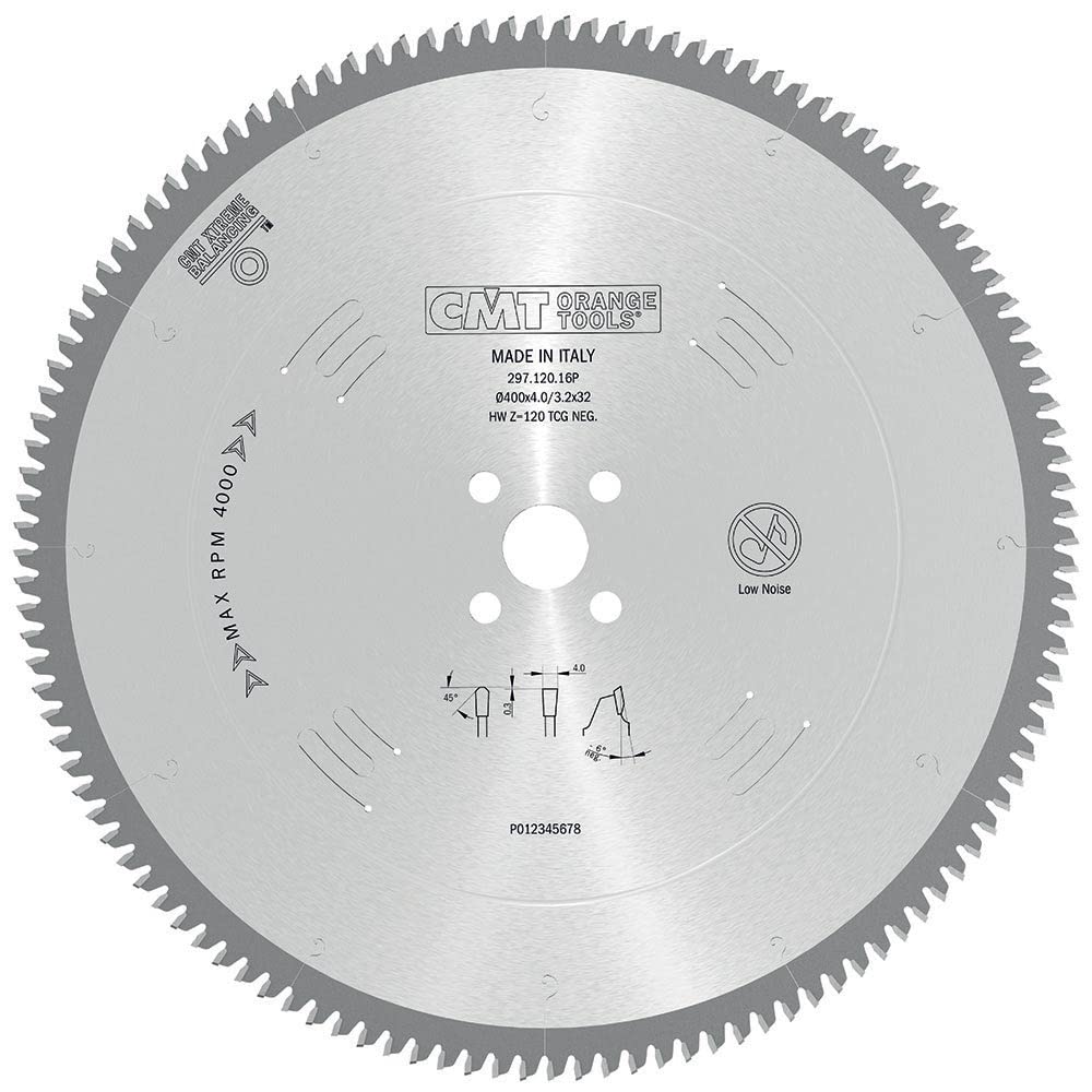 CMT 297-120- 16P LAMA PER MATERIALI NON FERROSI, PLASTICI E LAMINATI Ø 400 Z120 foro 32 mm