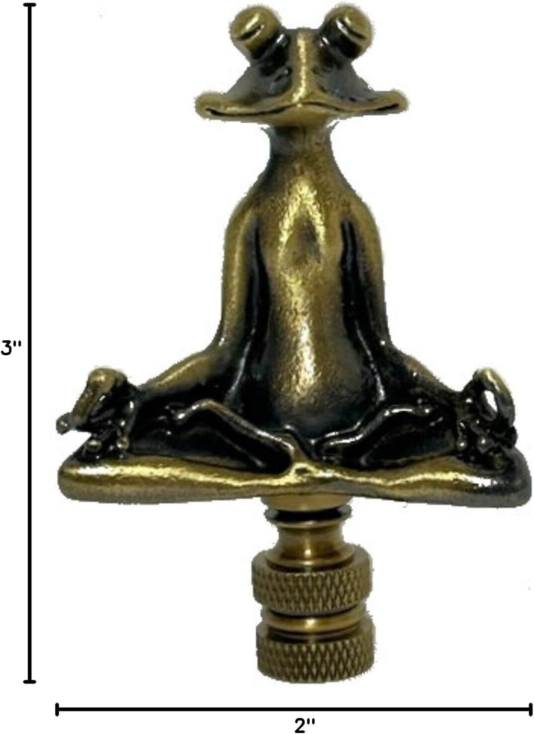 FROG MEDITATING LAMP SHADE FINIAL- ANTIQUE BRASS FINISH) #108