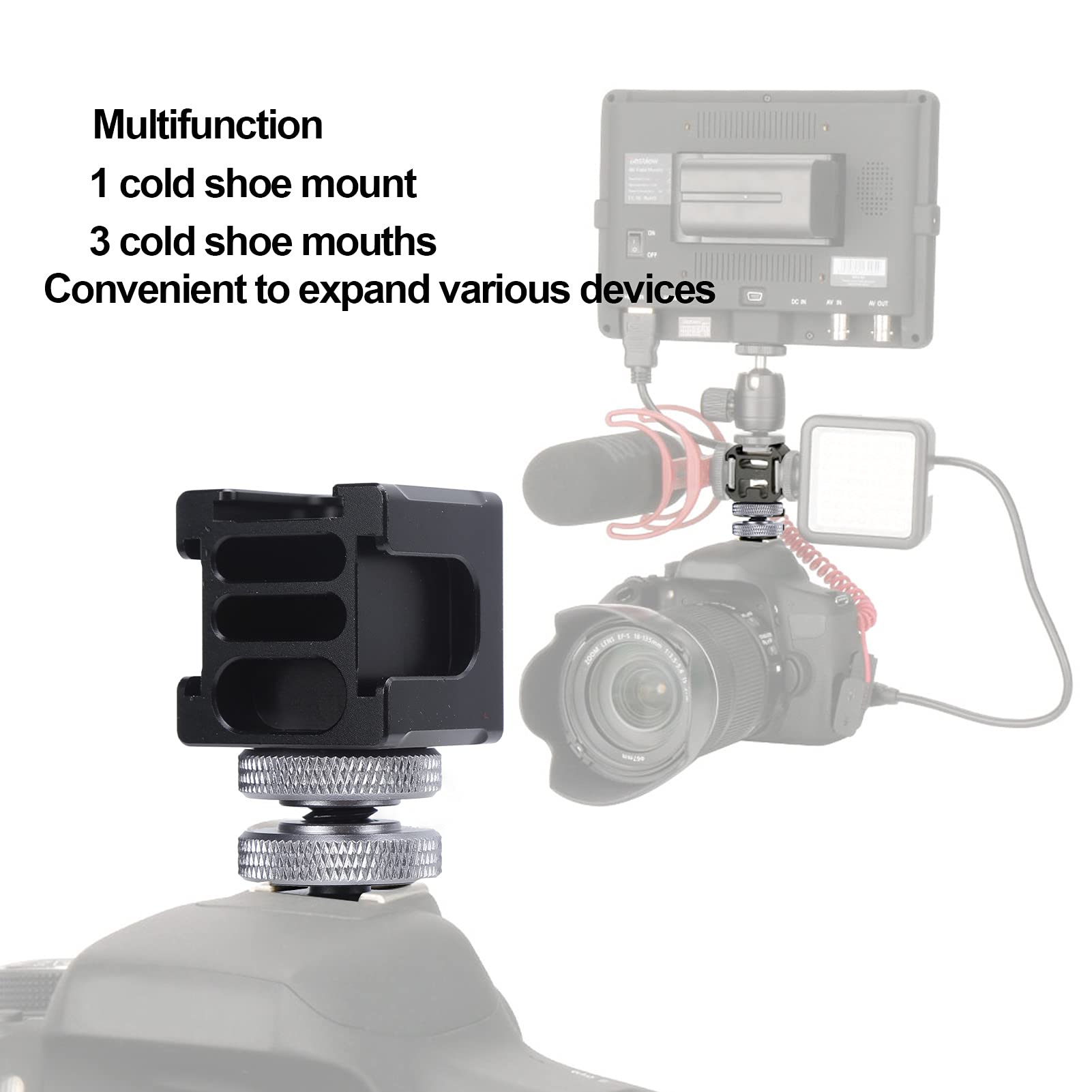 Sur L'appareil Photo Triple Support De Griffe Froide, 3 Trépied Adaptateur De Support De Griffe Froide Pour Lampe De Remplissage De Flash De Bras Magique/tête De Montage D'extension