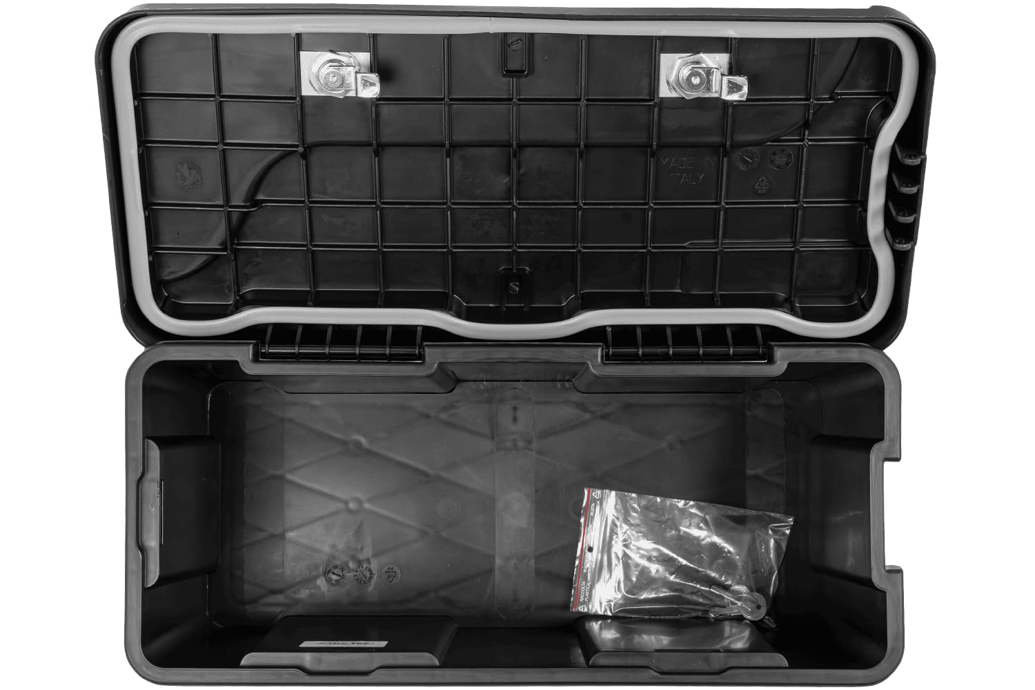 DAKEN Caja de herramientas BLACKIT 82202 23L 550x250x295mm cofre portaherramientas negro con doble cerradura para remolque furgoneta y camión profesional certificado TÜV