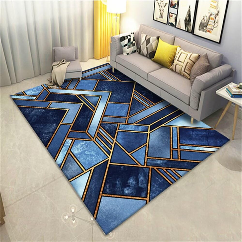 Tapis de bureau bleu géométrique haut de gamme pour chambre 160x200