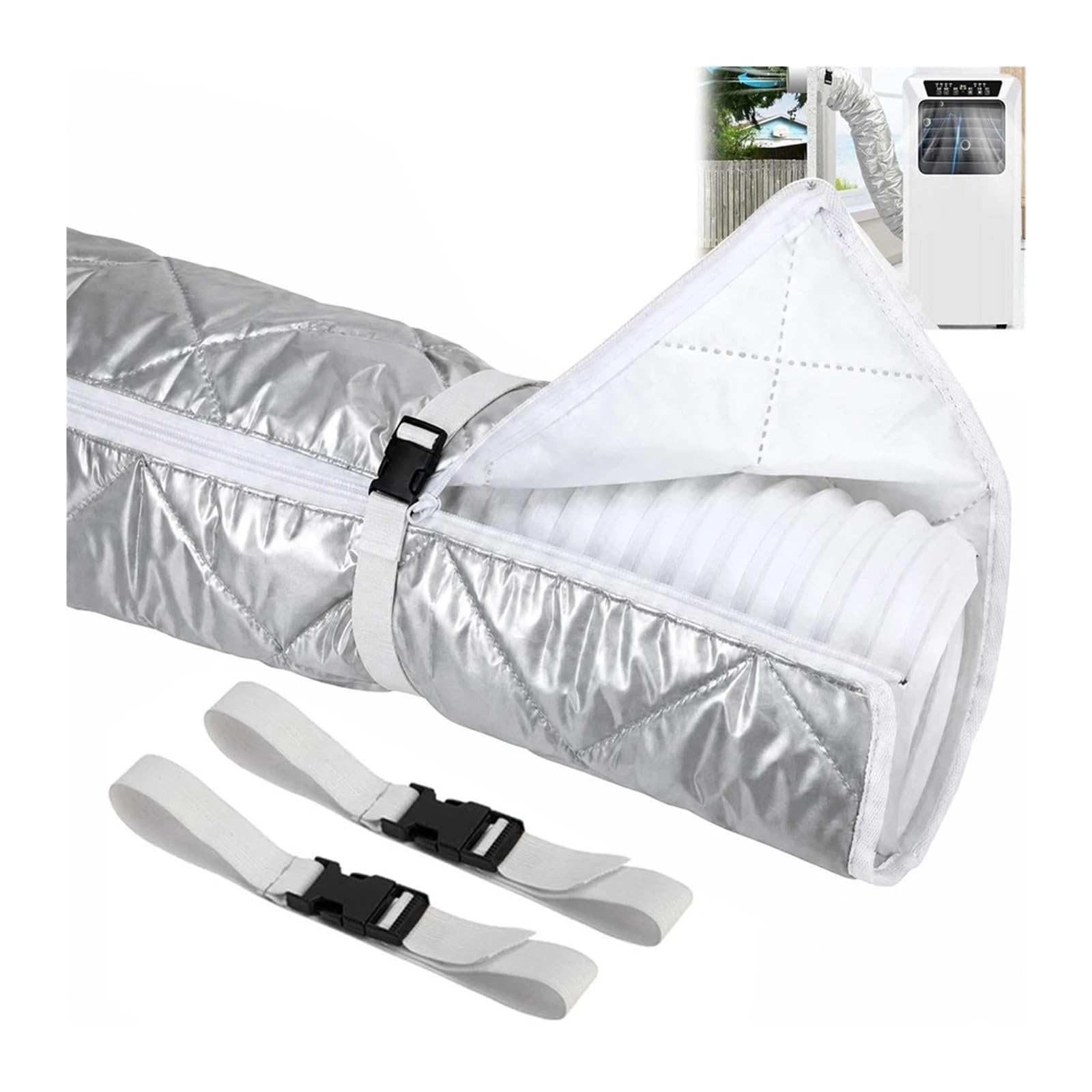Shiketong Adjustable Straps Air Conditioner Hose Cover Heat Insulation,AC Hose Insulation Sleeve,Air Conditioner Cover,Waterproof AC exhaust