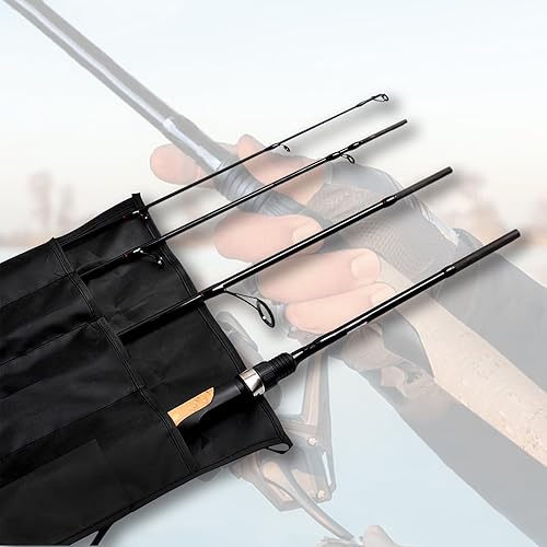 Miniatura 8 de Fiblink 4 piezas de caña giratoria de viaje caña de pescar giratoria de carbono medio caña de pescar portátil