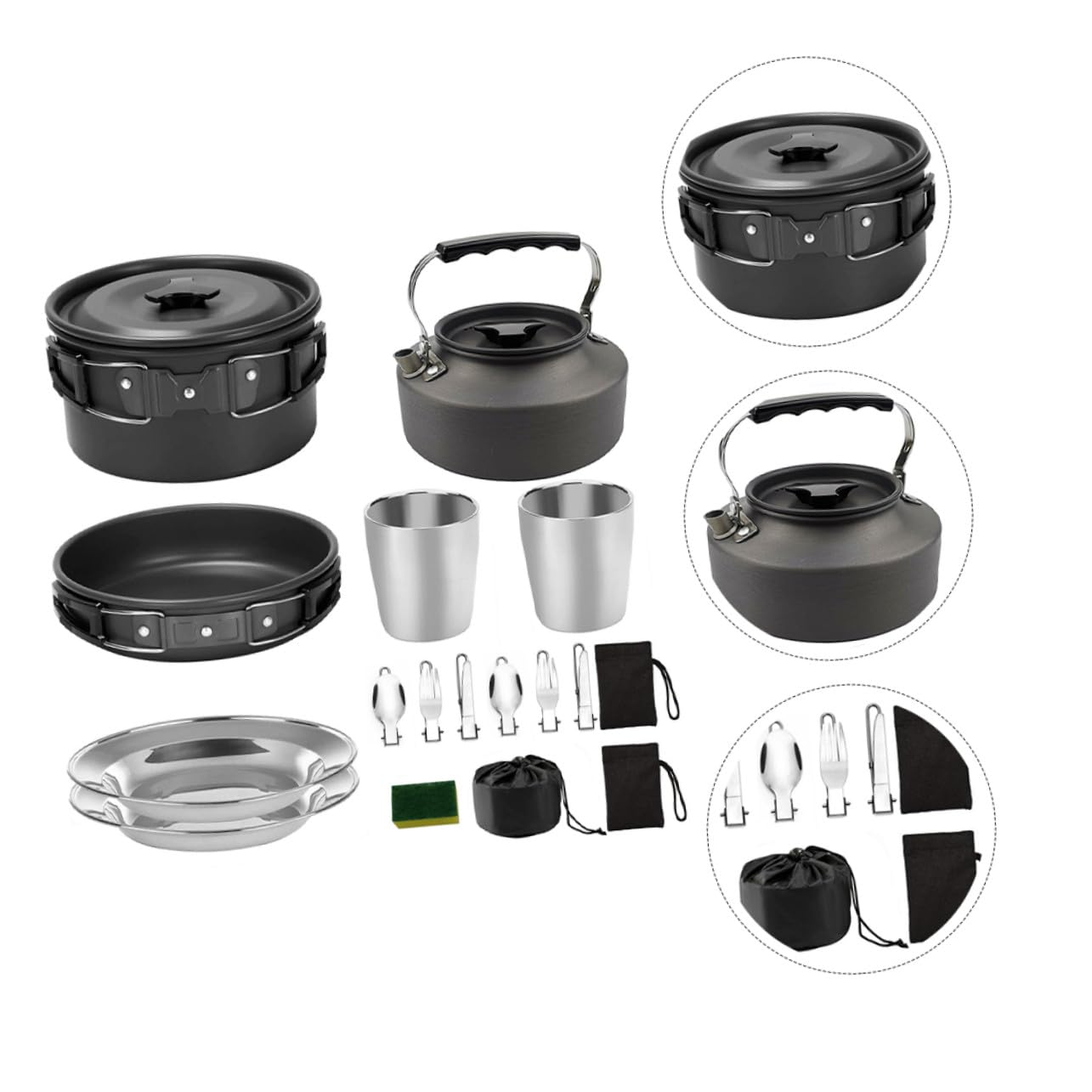BESPORTBLE Cuisson pour Barbecue avec Plaque De Cuisson Et Vaisselles Pratique pour Camping Et Randonnée