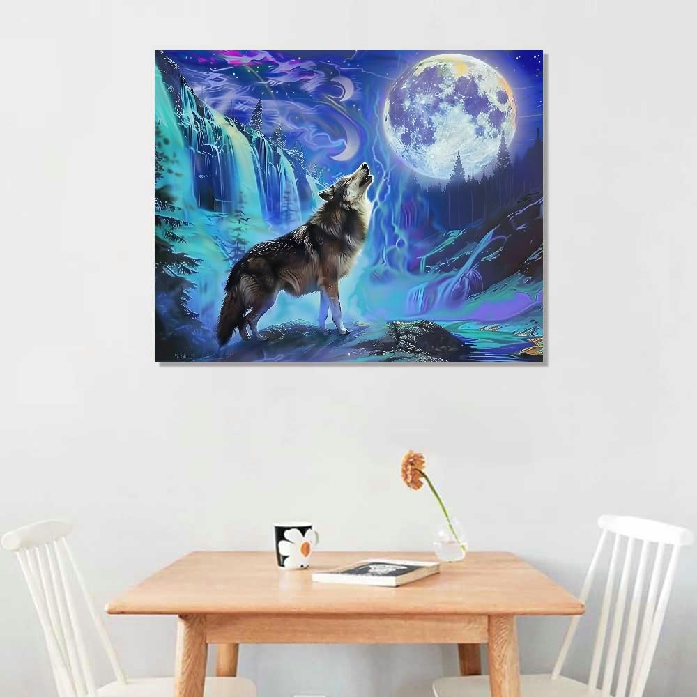 Amazon.com: PALNKART Wolf Moon Waterfall Fine Art Aesthetic Poster