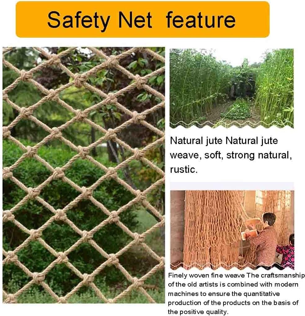 Kids Climbing Net, Hemp Rope Net Rock Wall Climb Net, Kids Training Net Large Mesh Multi-Size Safety and(8mm,2x4m(6.56X13.12ft))