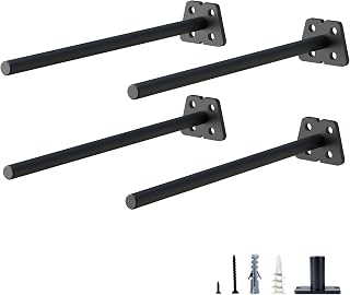 NEODROP 4-Pack 8 Inch Hidden Floating Shelf Bracket, Heavy Duty Blind Shelf Support Hardware | Invisible Wall Brackets for Kitchen, Fireplace Mantel Wood Shelves | Black Powder Coated Solid Steel