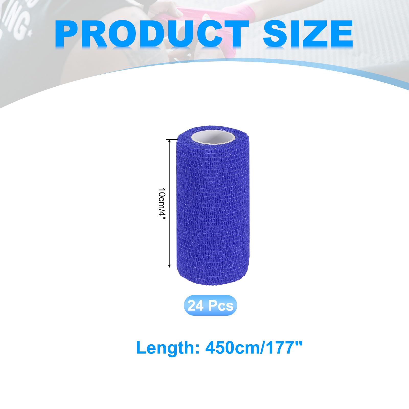 PATIKIL Venda Autoadhesiva 177" X 4" 24 Pcs Cinta Elástica Autoadherente Y Transpirable para Deportes Muñeca Tobillo Cinta para Exteriores Azul Oscuro