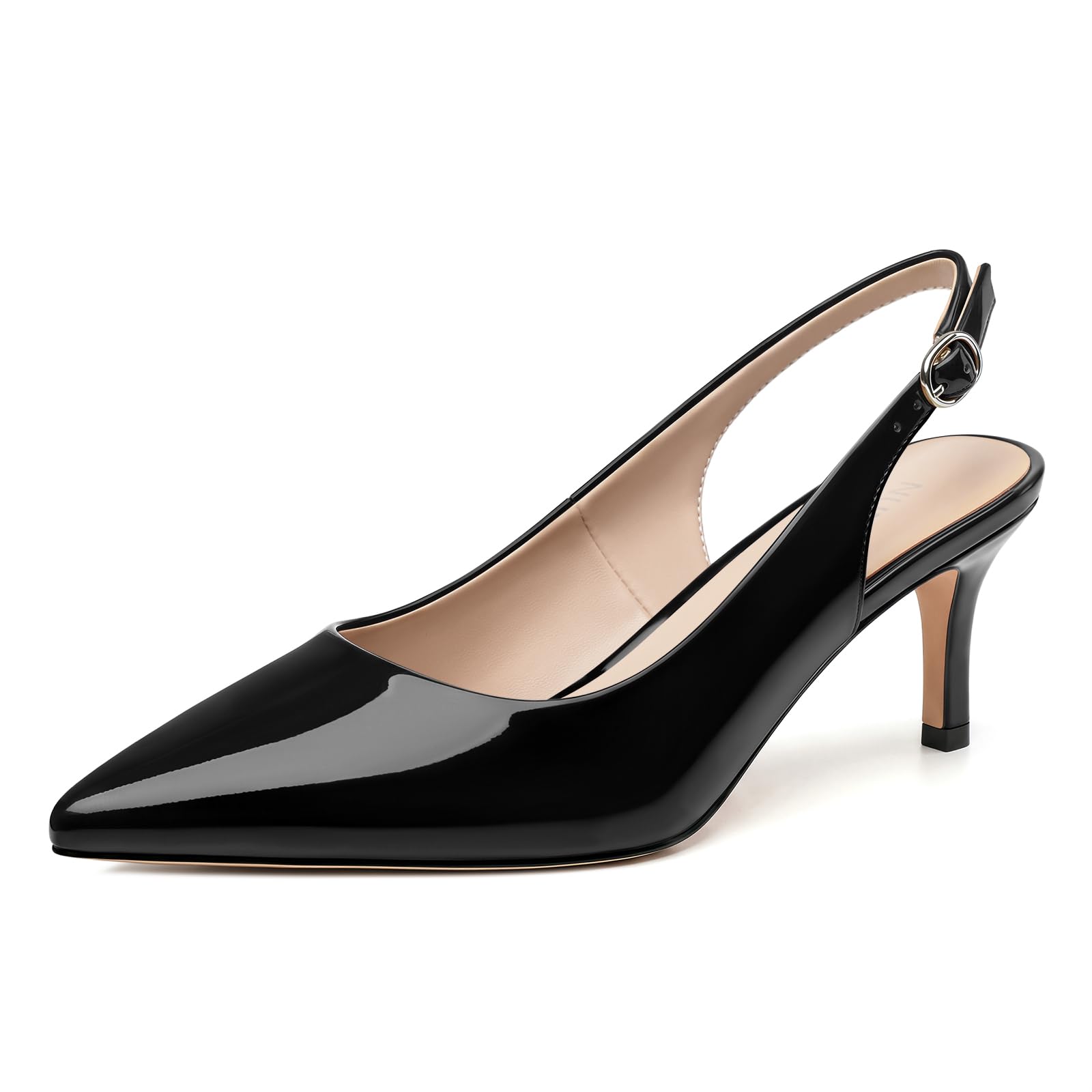 NUMALEO Kitten Heels for Women Pointed Toe Slingback Pumps | 2.5 Inch Close Toe Comfortable Pumps Wedding Party Casual Work Dress Shoes