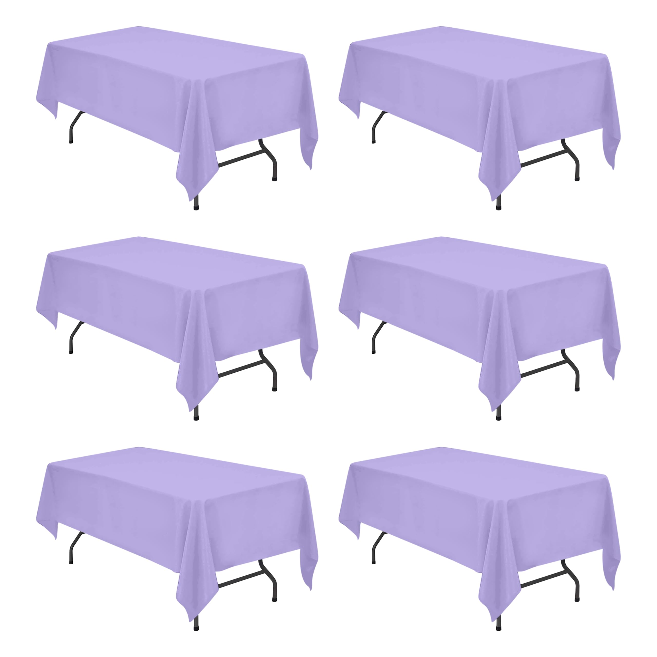 BRILLMAX 6 Pack Lavender Tablecloths 60x102 Inch for 6ft Rectangle Tables