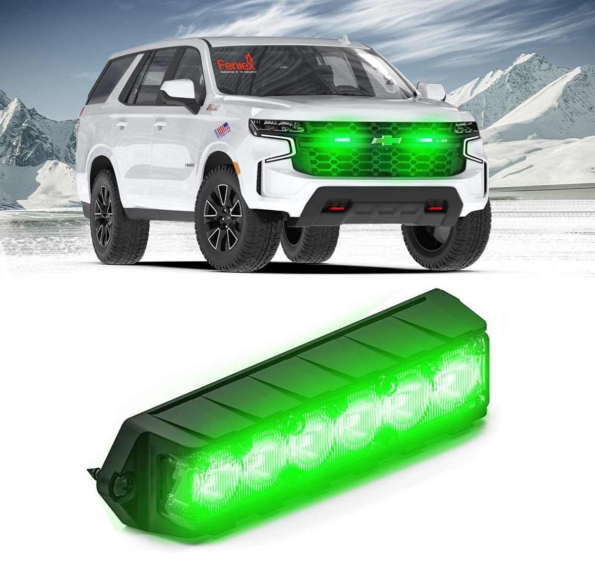 Luces de superficie Fusion-S verdes Feniex para señalización vial 8