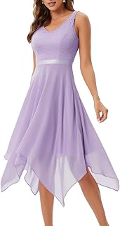 Women's Lace Cocktail Party Dress 2025 Handkerchief Hem Bridesmaid Prom Formal Dresses for Wedding Guest - Buy now