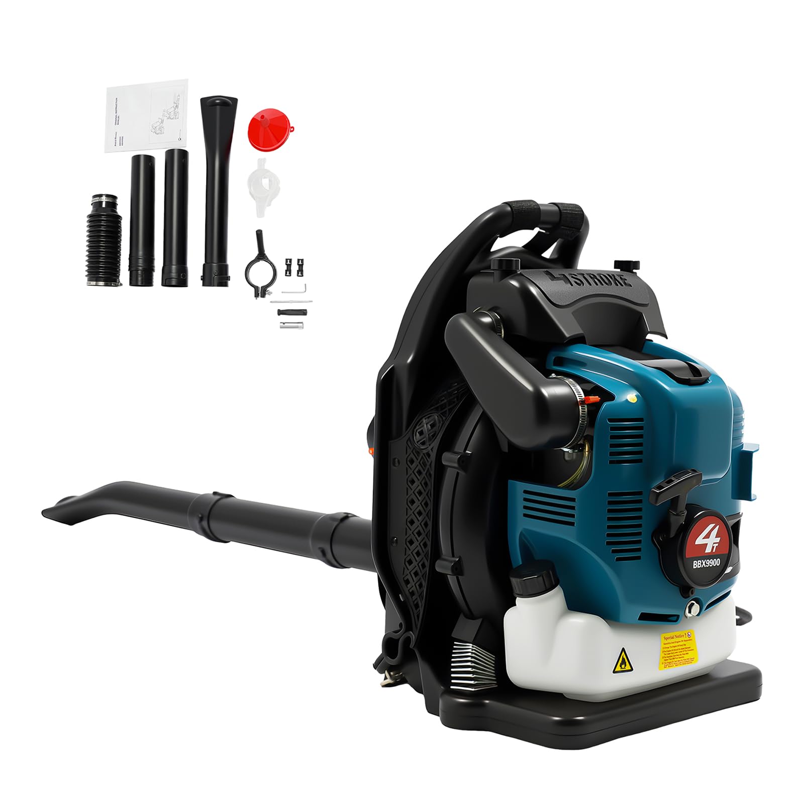 Soffiatore posteriore a benzina a 4 tempi, 75,6 cc, con serbatoio da 1,9 l, 7000 giri/min | Soffiatore a benzina da 2600 W, con filtro dell'aria, silenziatore, velocità dell'aria 14,1 m/s, per giardino, cura del prato