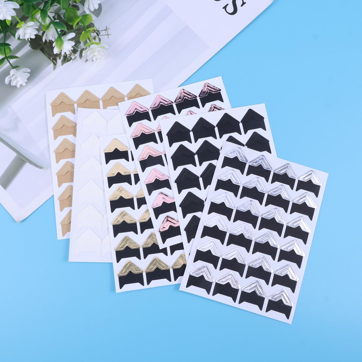 CORHAD Self-Adhesive Photo Corner Stickers 30 Sheets Decorative Scrapbook Embellishments for Crafts