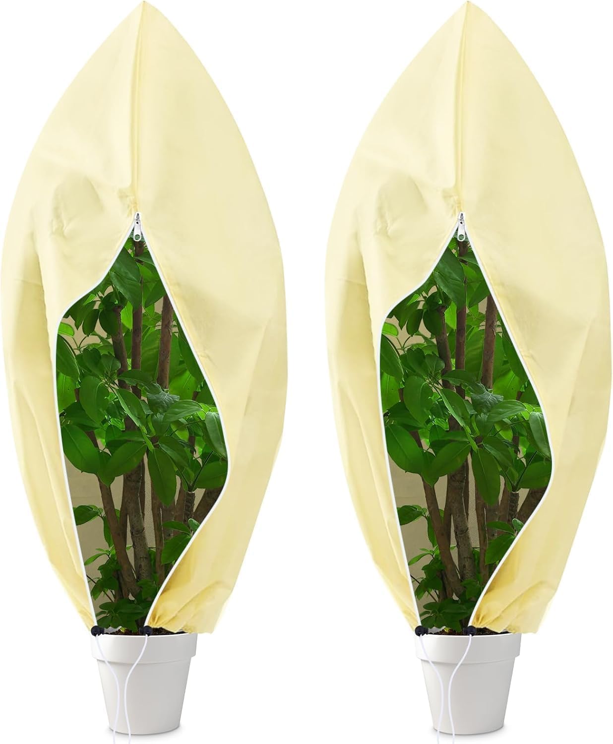 Funda para Plantas - 2 PCS Protección de Plantas de Invierno Funda de invierno para Plantas con Cordón y Cremallera Resistente a Heladas y Frío para Todo Tipo de árboles y Plantas (120 x 180 cm)