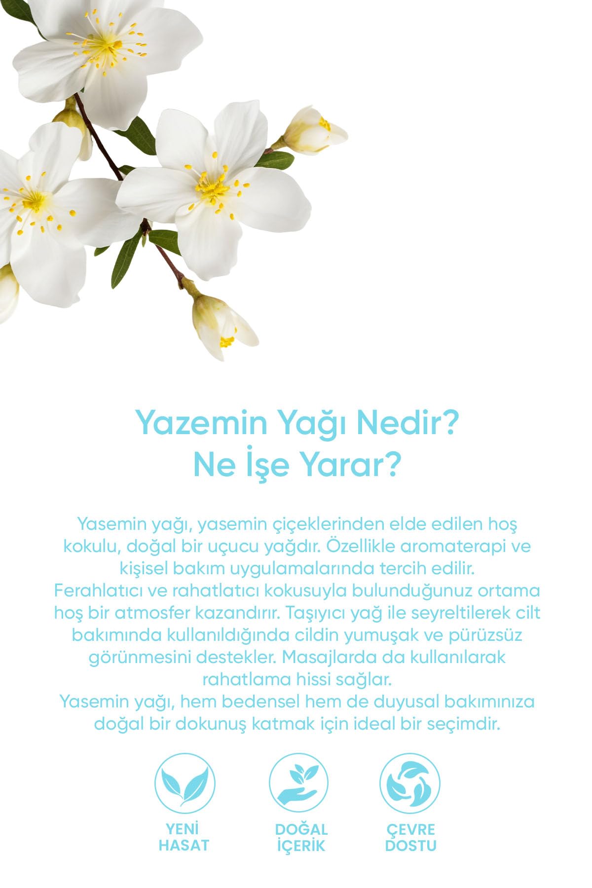 Yasemin Yağı%100 Saf - Duygusal Denge, Cilt Bakımı Ve Aromaterepi Serum 20 ml