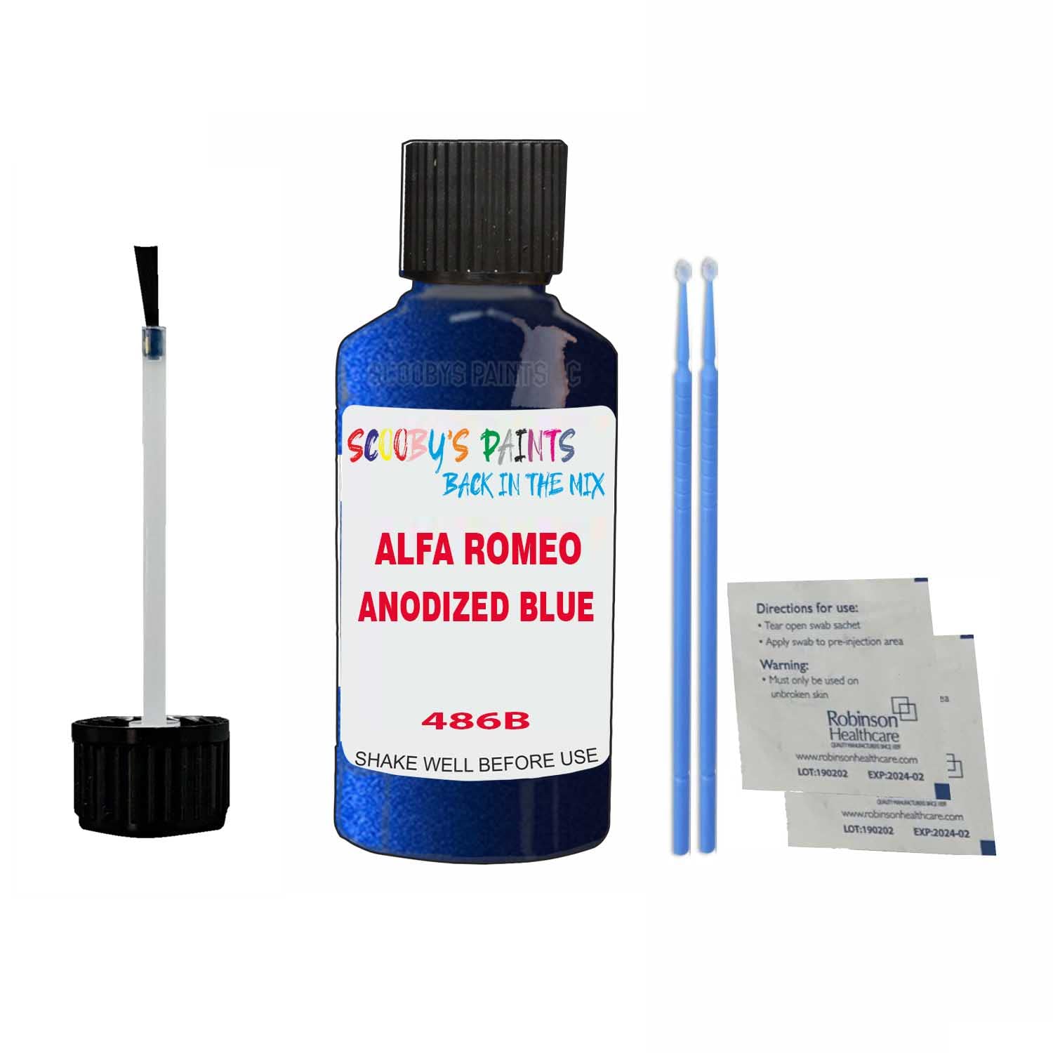 Scoobys Paints Back In The Mix Anodized Blue Touch Up Paint For Alfa Romeo Giulietta 486B 2013-2021 30Ml Bottle Brush Scratch Stone Chip Repair Pen