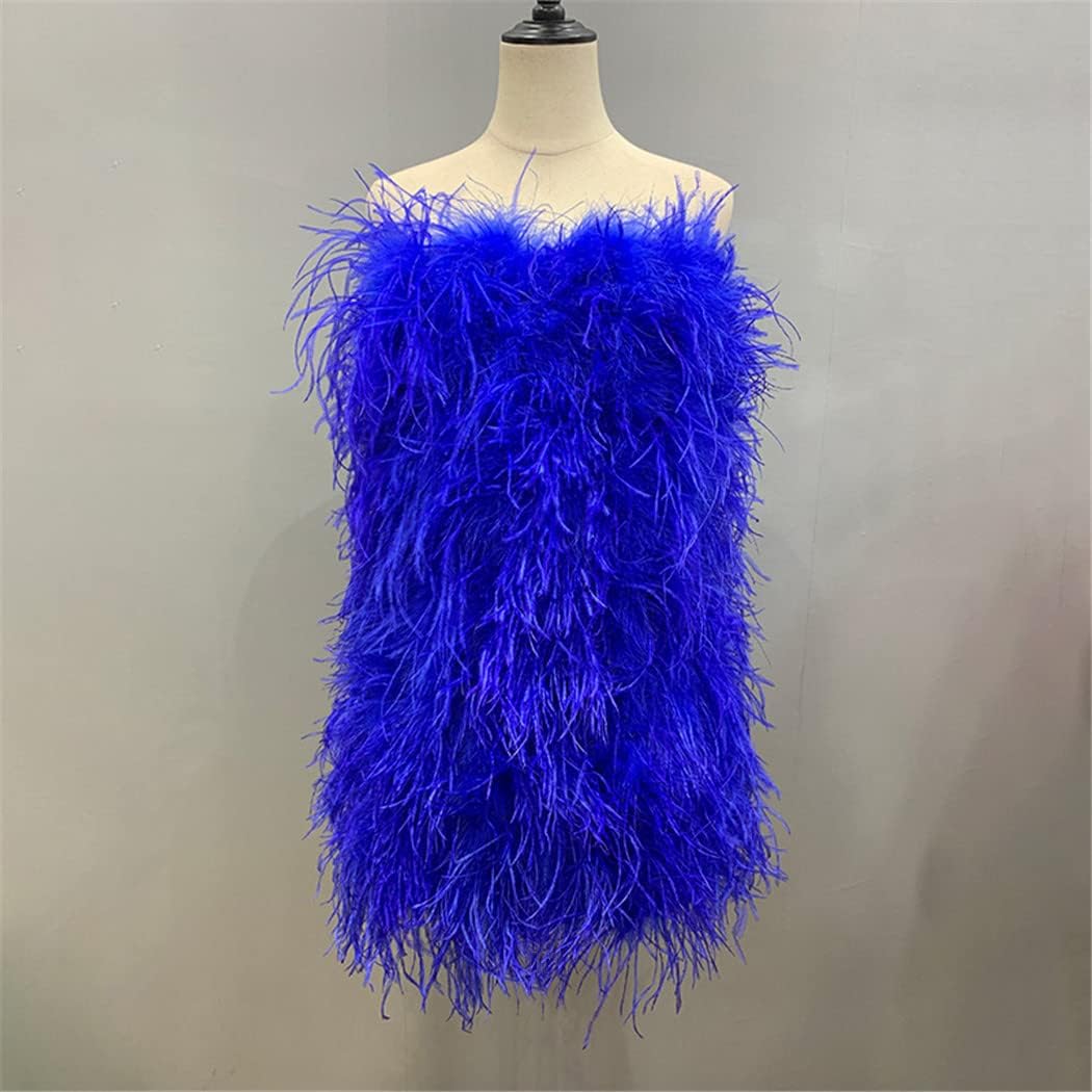 Spring Winter Long Ostrich Dress Women Wedding Natural Turkey Feather Gilet Long Hair Lady Fluffy Wrap