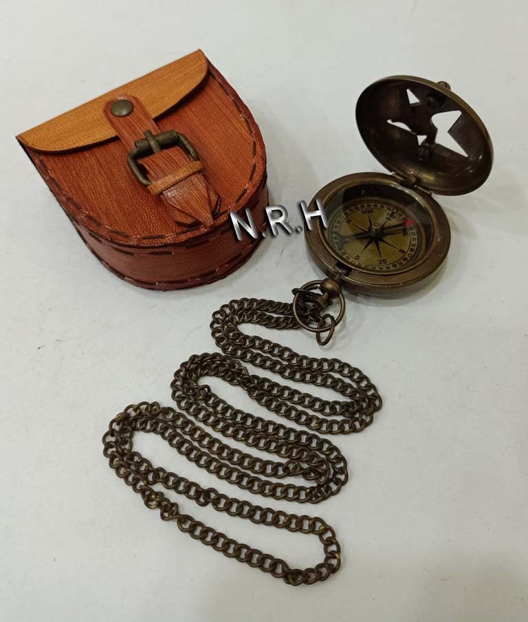 Brújula de bolsillo antigua personalizada de latón 2.5 pulg miniatura 5