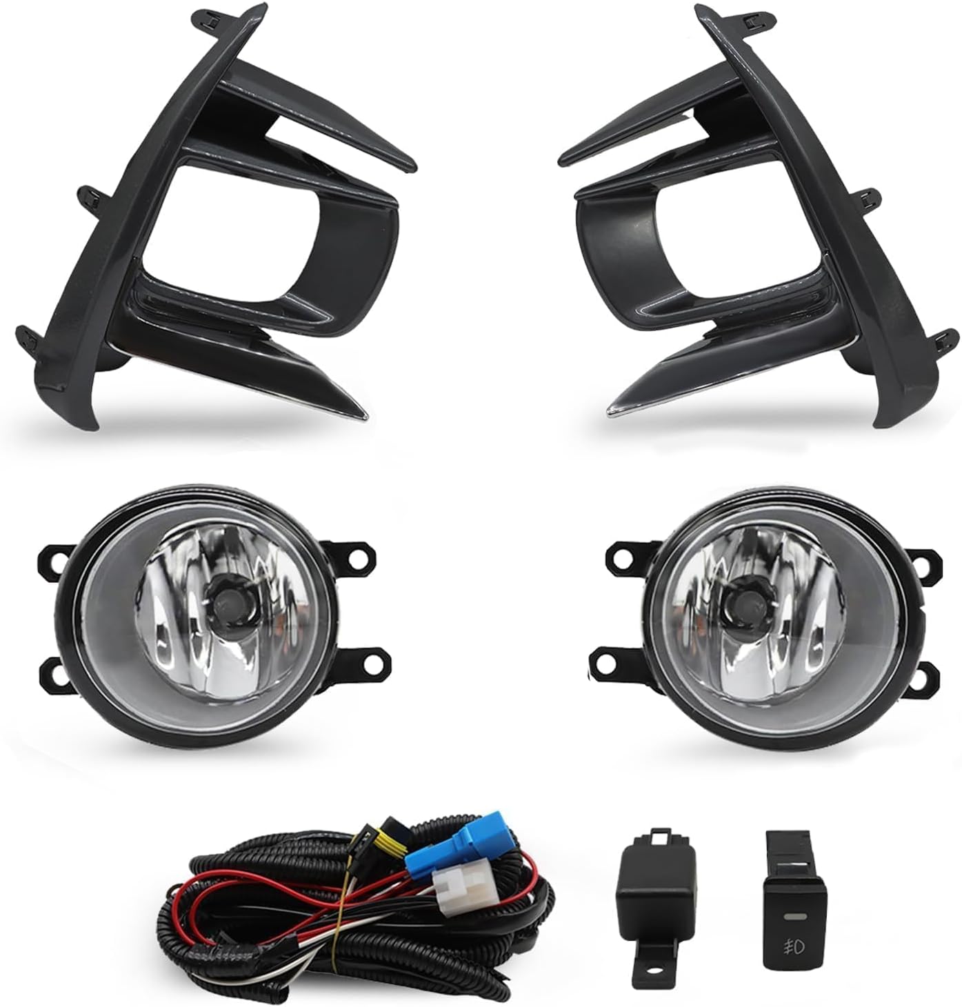 Front Fog Lights Lamps Assembly Compatible with Sienna 2018 2019 2020 Fog Lamp Chrome w/Bezel + Wiring Harness + Switch 1210-08020 81220-08020 TL192967DT Driver and Passenger Side