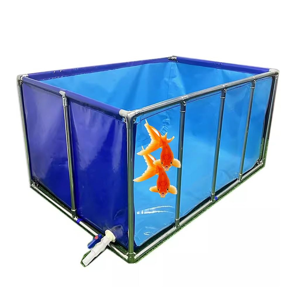 Spa Gonflable Goldfish Breeding Tank With Viewing Window - PVC Canvas \u0026  Steel Frame Backyard Pond With Drain Valve PVC Canvas Fish Tank, image size:1001x1001
