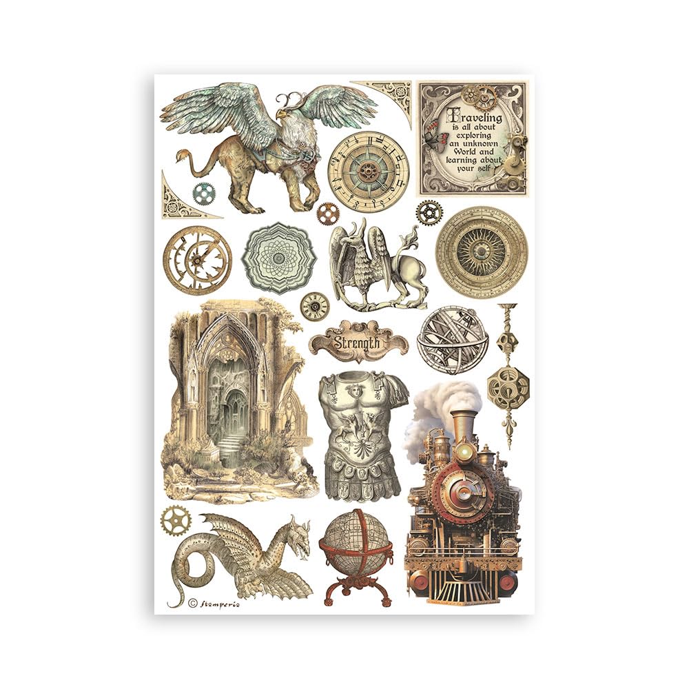 Stamperia International KFT Stamperia Washi Pad 8 arkuszy A5 Sir Vagabond w świecie fantasy, wielokolorowa, 15 x 20 cm