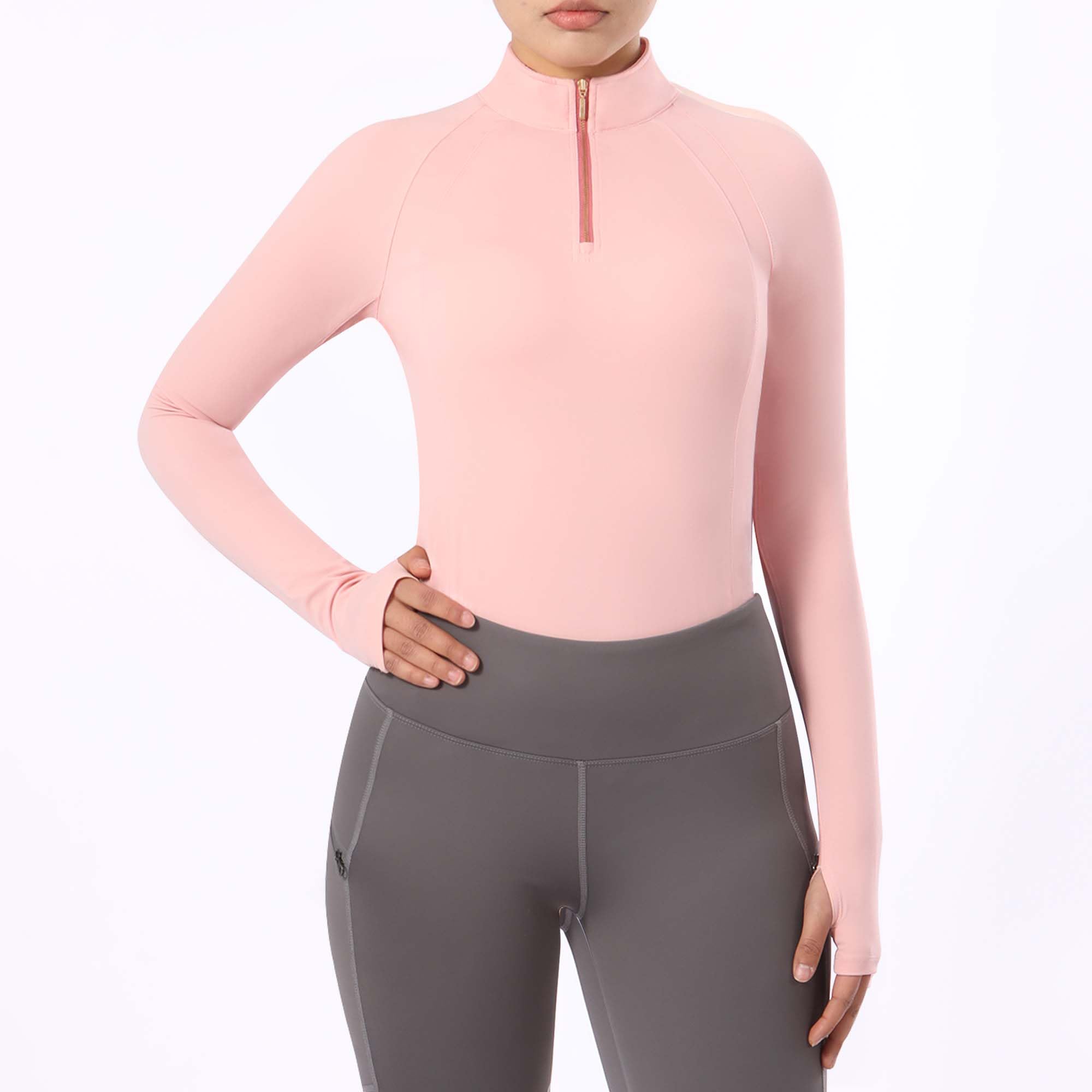Harrison Howard Top equestre da donna a maniche lunghe, design a mezza rete, top estivo ad asciugatura rapida con scollo alla moda