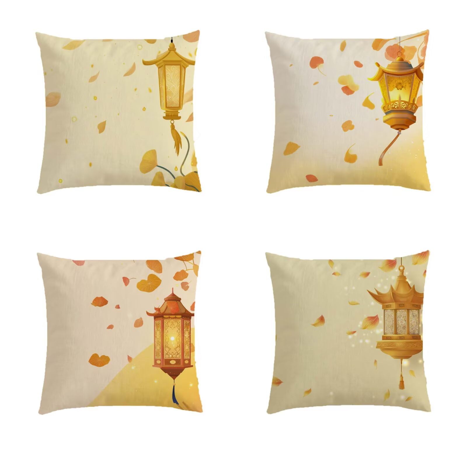 Housse coussin 70x70cm imperméable orange lot de 4 pour grand salon de jardin extérieur