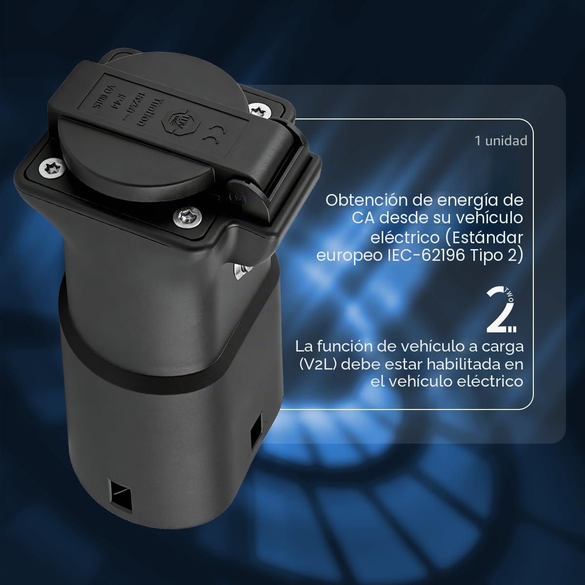 3,5 kW Adaptador V2L Compatible con XPENG G6, G9 y P7 Vehículos Eléctricos | De Tipo 2 a Schuko Adaptador Vehicle-to-Load, Para Vehículos Eléctricos Compatibles con la Funcionalidad V2L, 16 A, 250 V