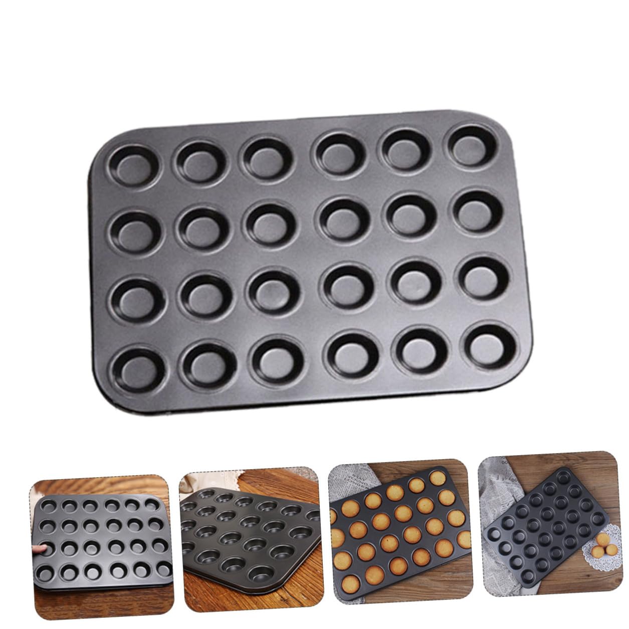 Ipetboom Stampi Antiaderenti per Muffin 24 Cavità 2 Pezzi Nero
