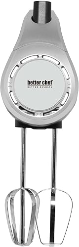 Miniatura 3 de Better Chef Batidora de mano eléctrica 5 velocidades Batidores y ganchos de acero inoxidable Soporte de accesorio 150 vatios (negro)