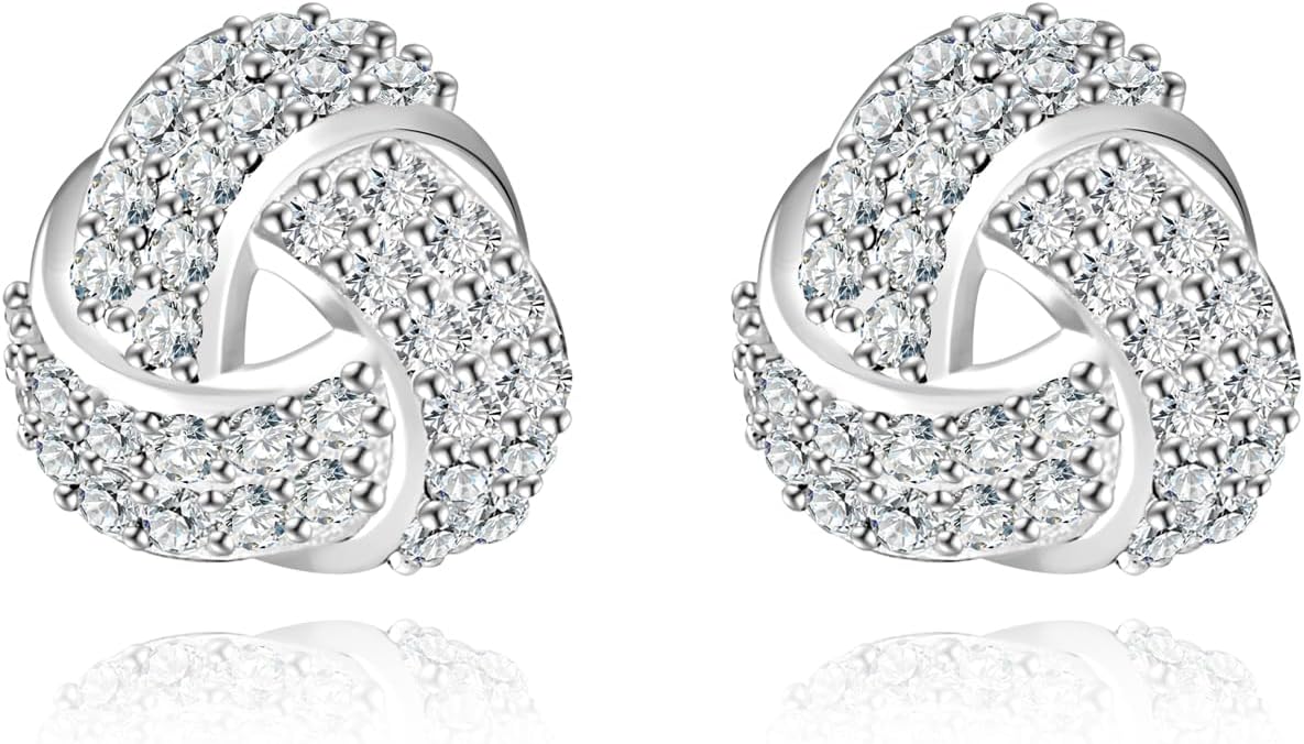 Moissanite Knot Earrings - 925 Sterling Silver 0.72CT 1.3mm D-Color VVS1 Clarity Wedding Moissanite Love Knot Earrings Jewelry Gifts for Women Wedding