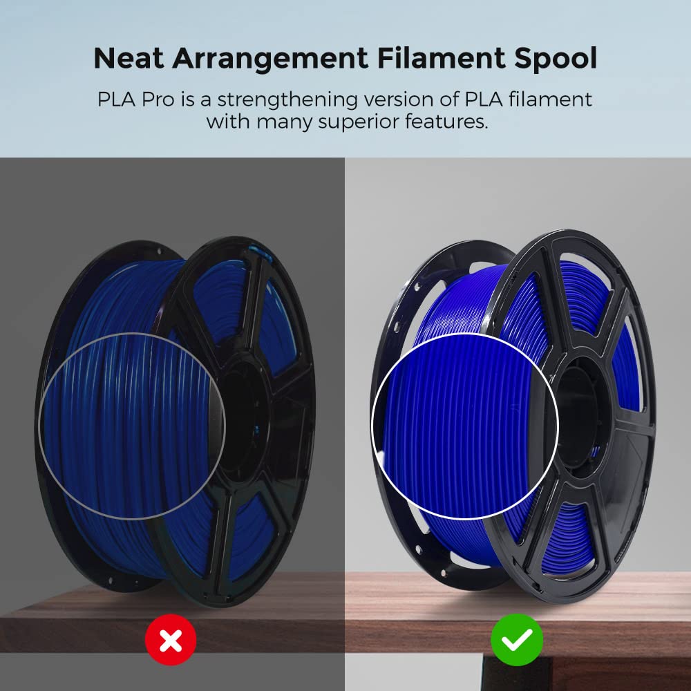 FLASHFORGE Filamento per stampante 3D, filamento PLA PRO da 1,75 mm, bobina da 1 kg (1 kg), precisione dimensionale +/- 0,02 mm per stampanti 3D FDM, migliore tenacia e nessun annodamento (Blu)