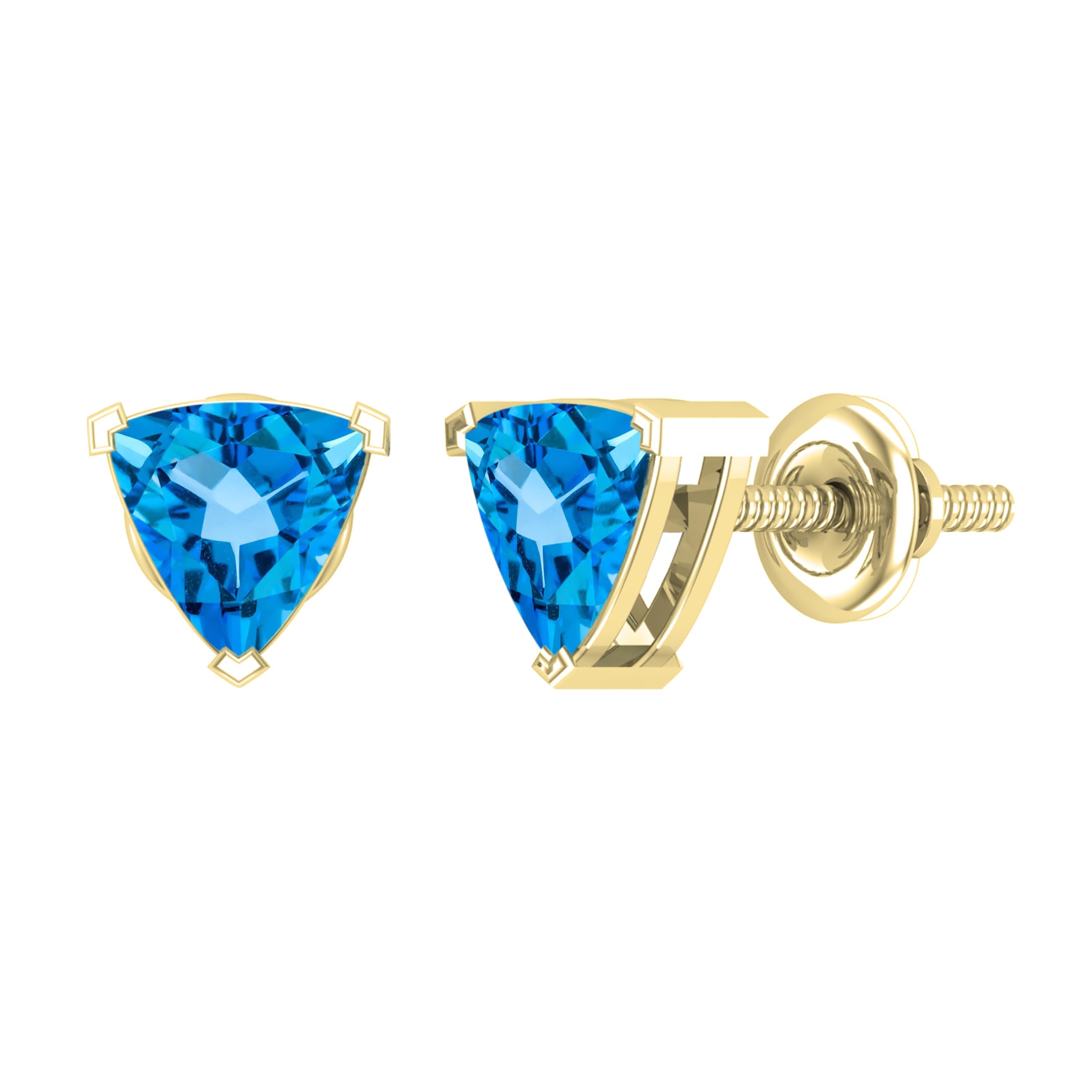 Dazzlingrock Collection 5.5x5.5mm Trillion Blue Topaz Solitaire Stud Earrings for Women in 10K Solid Yellow Gold, Screw Back