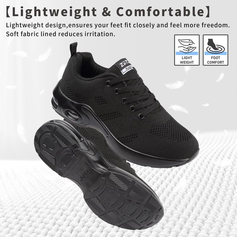 Womens Trainers Running Shoes Air Cushion Arch Support Sneakers Platform Trainers Ladies Walking Shoes Mesh Breathable Lightweight Sport Sneakers Outdoor Gym Athletic Tennis Jogging