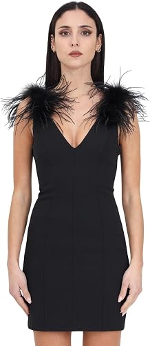 Pinko Pica Vestido Crepe Técnico Stretch + Plumas Homecoming, Z99_Negro Limousin