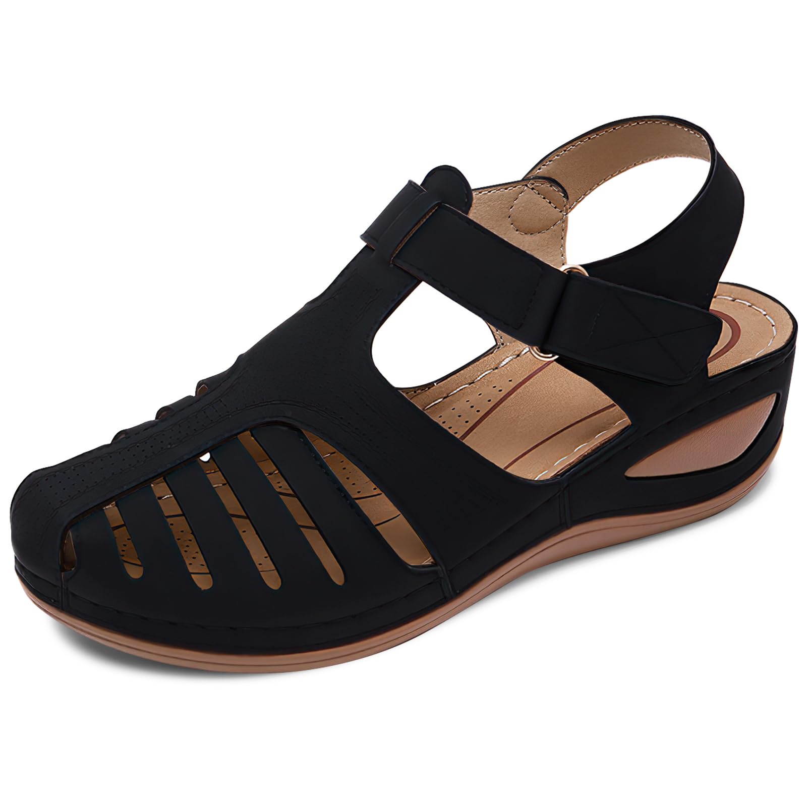 Photo 1 of SHIBEVER Women's Wedge Sandals - Platform Closed Toe