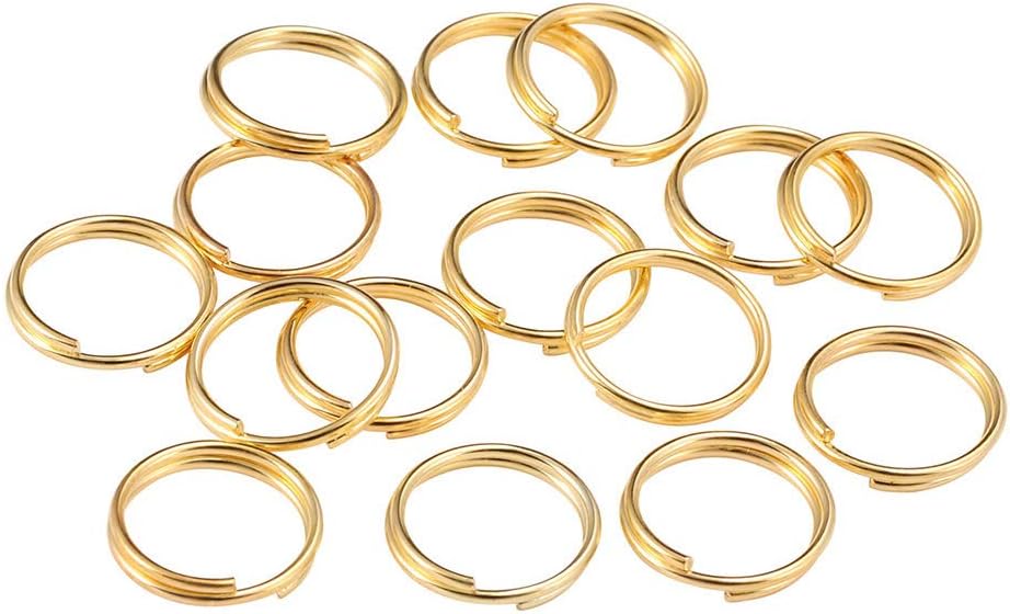 200 PCS 12mm Double Loops Round Split Jump Rings Wire Connector for Jewelry Making (Gold)