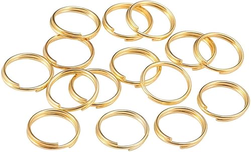 200 anillos de salto redondos divididos de 0.472 pulgadas (0.472 in) para hacer joyas (dorado)