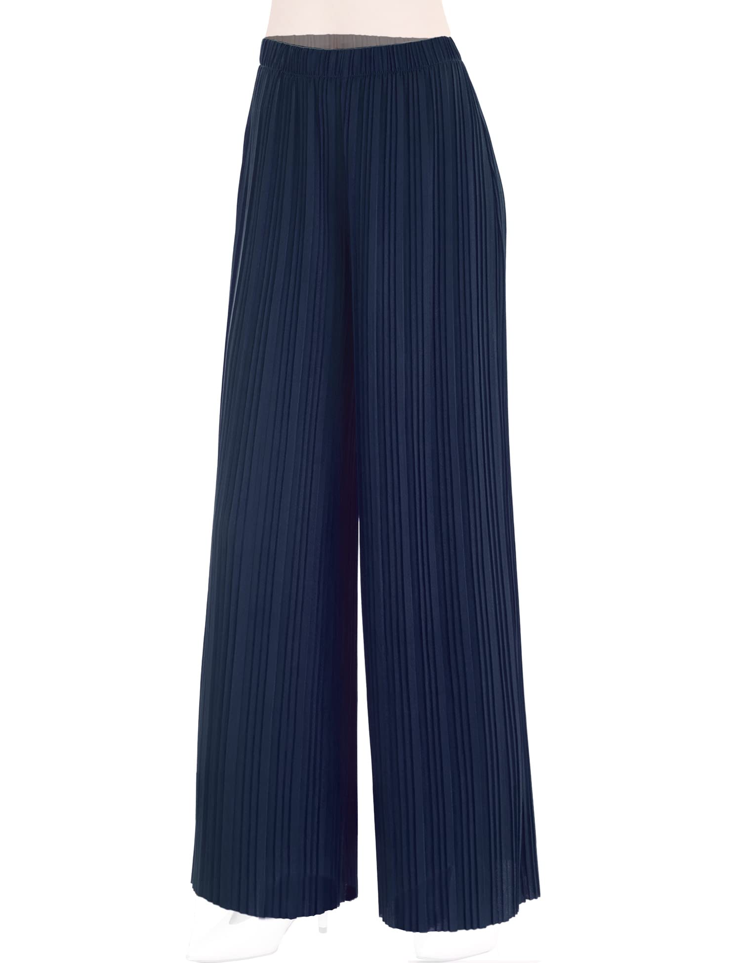 Made By JohnnyWomen's Premium Pleated Maxi Wide Leg Palazzo Pants Gaucho- High Waist with Drawstring