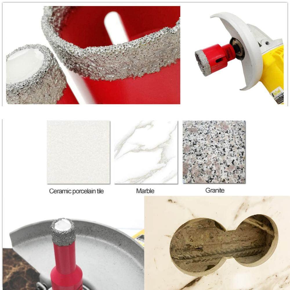Broca de perforación de diamante soldada al vacío en seco, granito, sierra de perforación de mármol, broca de rosca M14 , corona de piedra para baldosas de porcelana, 2 piezas 6 mm, China