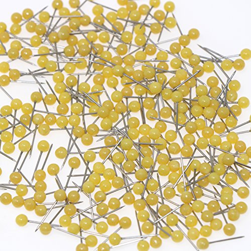 Vapker 300Pcs 1/8 Inch Map Tacks Round Plastic Head Push Pins With Stainless Point(Box Of 300 Yellow Color Pins) #TOP2
